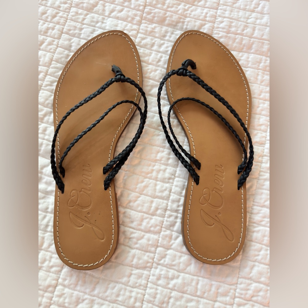 J. Crew Black and Tan Braided Sandals
